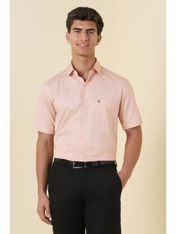 Allen Solly - Men Peach Printed Half Sleeves Formal Shirt