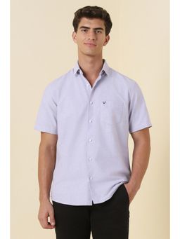 Allen Solly - Men Purple Regular Fit Solid Half Sleeves Casual Shirt