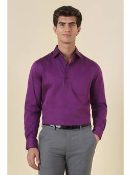 Allen Solly - Men Purple Solid Full Sleeves Formal Shirt