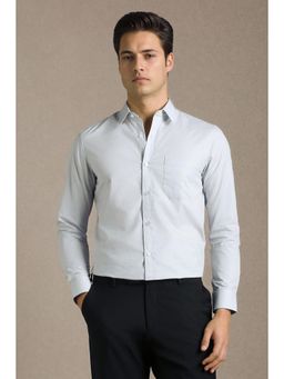 Louis Philippe - Men Grey Textured Full Sleeves Formal Shirt