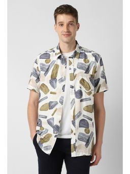 Peter England - Men Multi-Color Slim Fit Printed Half Sleeves Casual Shirt