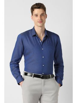 Peter England - Men Navy Full Sleeves Formal Shirt
