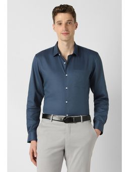 Peter England - Men Navy Slim Fit Full Sleeves Formal Shirt