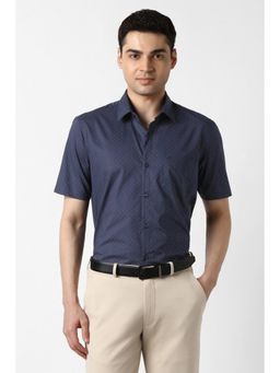 Peter England - Men Navy Regular Fit Half Sleeves Formal Shirt
