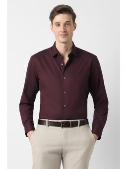 Peter England - Men Maroon Regular Fit Full Sleeves Formal Shirt