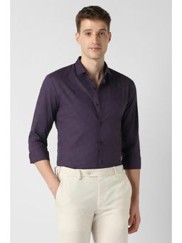 Peter England - Men Purple Slim Fit Full Sleeves Formal Shirt