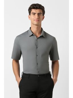 Peter England - Men Grey Relaxed Fit Half Sleeves Formal Shirt