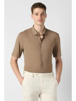 Peter England - Men Brown Relaxed Fit Half Sleeves Formal Shirt