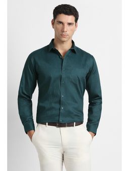 Van Heusen - Men Teal Textured Full Sleeves Party Shirt