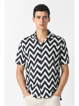 Van Heusen - Men Black Check Half Sleeves Party Shirt