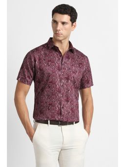 Van Heusen - Men Maroon Printed Half Sleeves Party Shirt