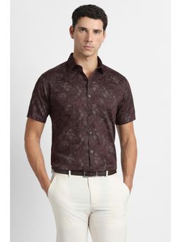 Van Heusen - Men Maroon Printed Half Sleeves Party Shirt