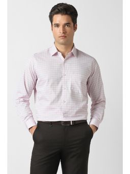 Van Heusen - Men Pink Check Full Sleeves Formal Shirt