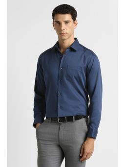 Van Heusen - Men Navy Check Full Sleeves Formal Shirt
