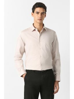 Van Heusen - Men Beige Textured Full Sleeves Wedding Shirt