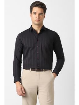 Van Heusen - Men Black Stripe Full Sleeves Formal Shirt