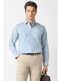 Van Heusen - Men Light Blue Solid Full Sleeves Formal Shirt