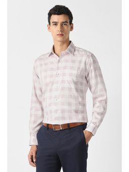 Van Heusen - Men Pink Check Full Sleeves Formal Shirt