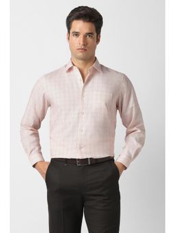 Van Heusen - Men Pink Check Full Sleeves Formal Shirt