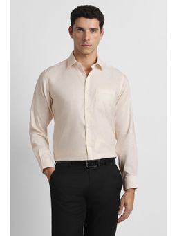 Van Heusen - Men Beige Textured Full Sleeves Formal Shirt
