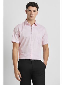 Van Heusen - Men Pink Check Half Sleeves Formal Shirt