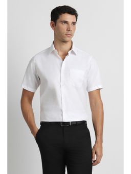 Van Heusen - Men White Textured Half Sleeves Wedding Shirt