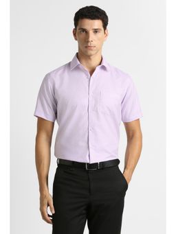 Van Heusen - Men Purple Textured Half Sleeves Formal Shirt