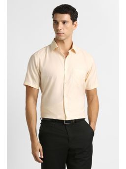 Van Heusen - Men Beige Textured Half Sleeves Formal Shirt