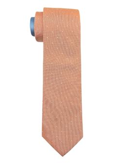 The Tie Hub - Light Orange with White Polka Different Tail Half Cotton & Half Silk Neck Tie