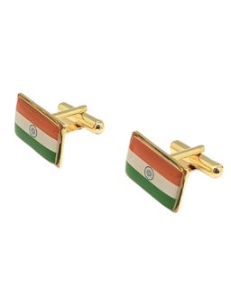 The Tie Hub - Tri Color India Flag Rectangular Shape Cufflinks