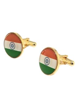 The Tie Hub - Tri Color India Flag Round Shape Cufflinks