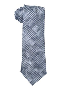 The Tie Hub - Blue Checkered Unlined Hand Rolled Pure Italian Silk Neck Tie