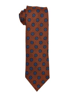 The Tie Hub - Orange with Blue Floral Pure Como Silk Neck Tie