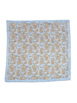 The Tie Hub - Blue with Brown Paisley Pure Silk Pocket Square