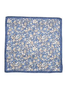 The Tie Hub - Blue with Multicolor Floral Pure Silk Pocket Square