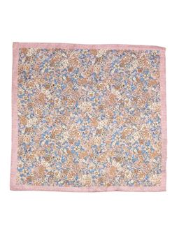 The Tie Hub - Pink with Multicolor Floral Pure Silk Pocket Square