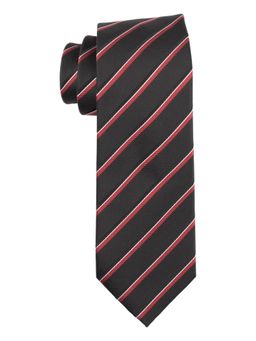 The Tie Hub - Stripe Black with Red Microfiber Neck Tie