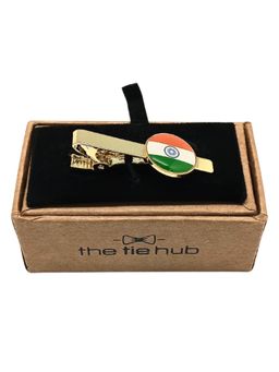 The Tie Hub - Tri Color India Flag Round Shape Tie Bar