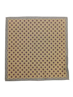 The Tie Hub - Yellow with Grey Geometrical Woolen Pocket Square