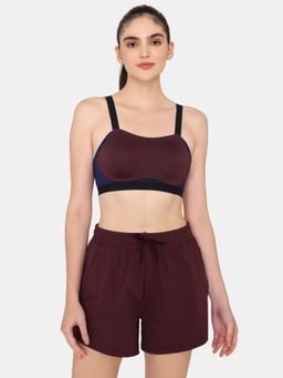 Zivame - Zelocity High Impact Quick Dry Sports Bra - Windsor Wine
