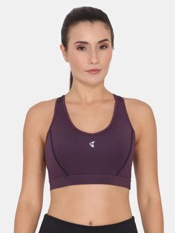 Zivame - Zelocity Quick Dry Sports Bra with Removable Padding - Plum Perfect