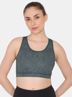 Zivame - Zelocity Quick Dry Gym Medium Impact Bra - Trekking Green