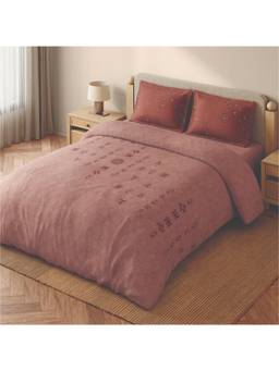 SPACES - Godna Blush Ornate 100% Cotton 300 Tc Large Bedsheet With Pillow Covers