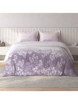 SPACES - Vortex Light Violet Floral 100% Cotton Large Bedsheet with Pillow Covers