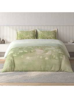 SPACES - Vortex Light Green Floral 100% Cotton Large Bedsheet with Pillow Covers