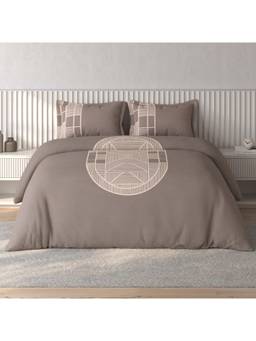 SPACES - Vortex Brown Geometric 100% Cotton Large Bedsheet With Pillow Covers