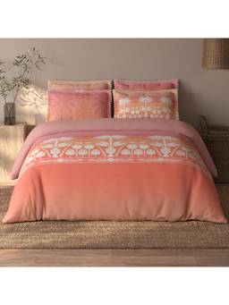 SPACES - Riviera Orange Floral 100% Cotton Large Bedsheet With 4 Pillow Covers