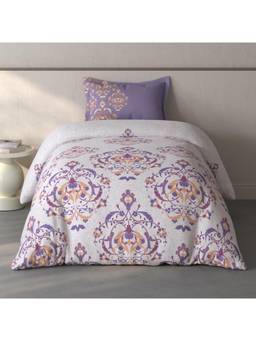 SPACES - Fiora Light Violet Ornate 100% Cotton Single Bedsheet With Pillow Covers