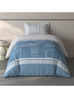 SPACES - Fiora Light Grey Geometric 100% Cotton Single Bedsheet With Pillow Covers
