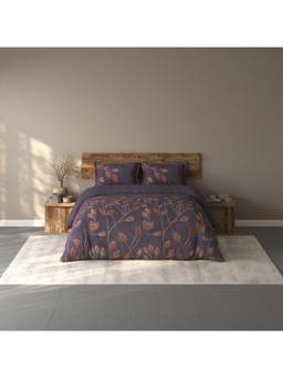 SPACES - Organic Cotton Light Violet Floral Large Bedsheet With Pillow Covers